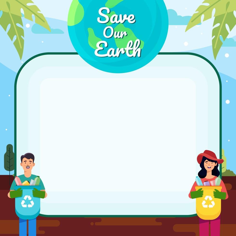 Save Earth with Recycle Garbage Background vector