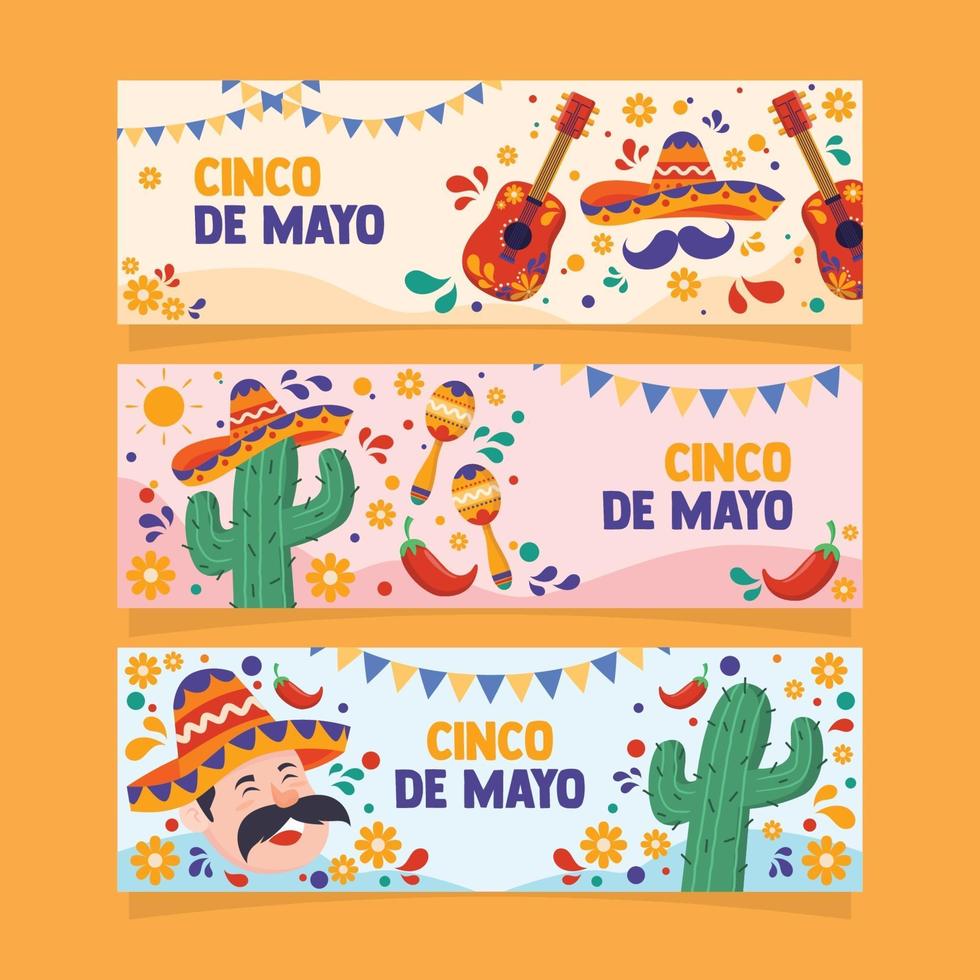 plantilla de banner de cinco de mayo vector