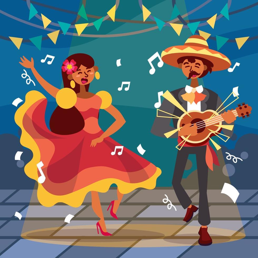 música divertida y baile en el cinco de mayo vector