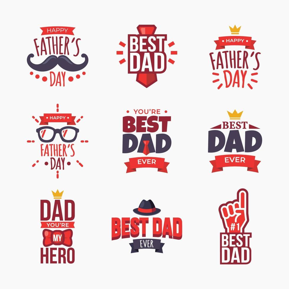 conjunto de insignia del día del padre feliz vector