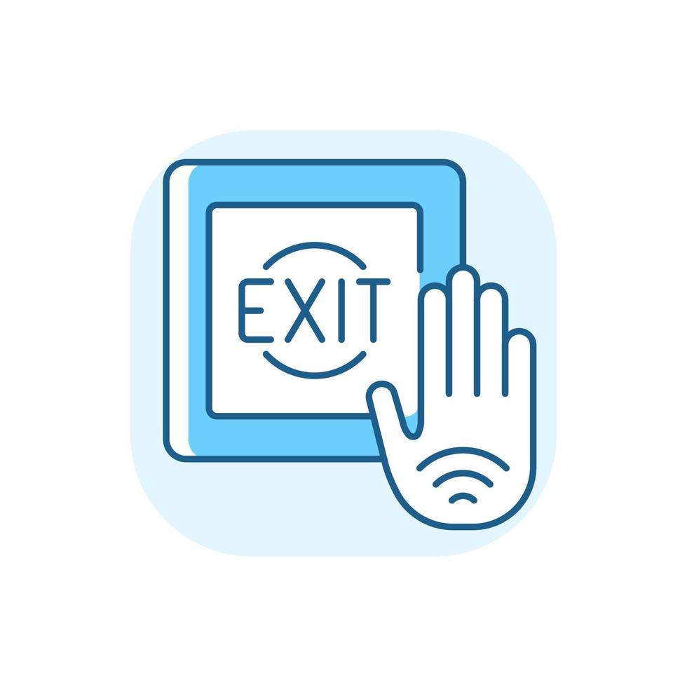 No touch exit switch blue RGB color icon vector