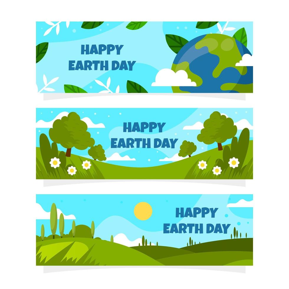 Flat Earth Day Banner Collection vector