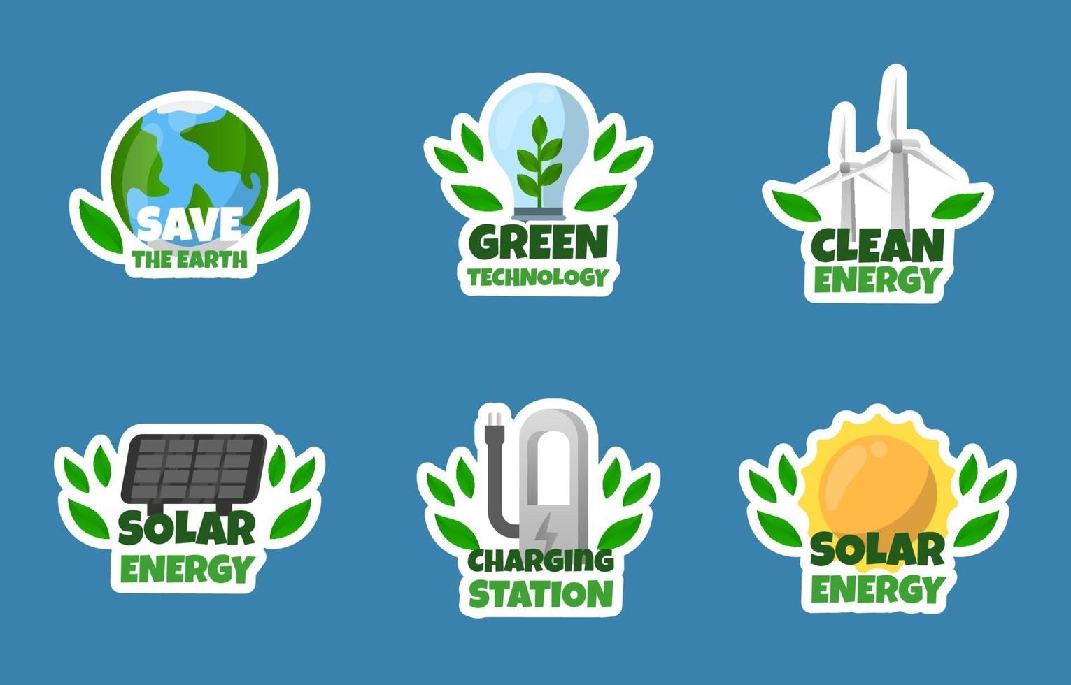 Eco Green Technology Sticker Collection vector