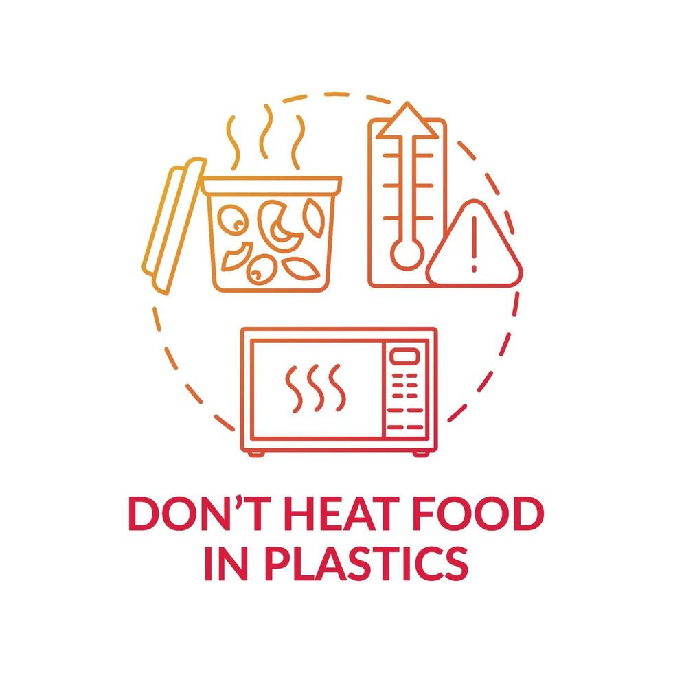Do not heat food in plastics concept icon vector
