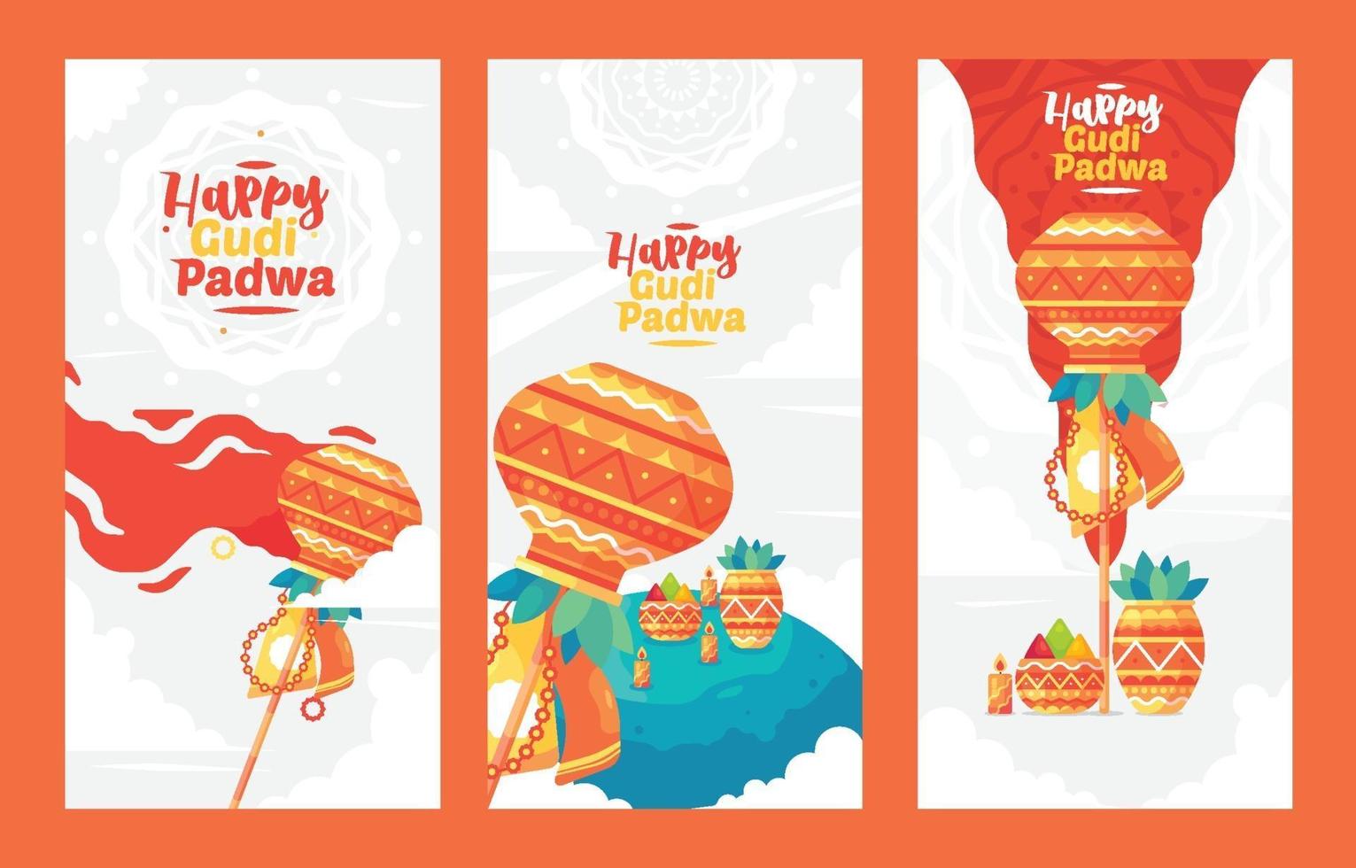 feliz colección de pancartas de gudi padwa vector