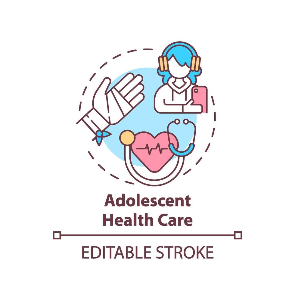 icono del concepto de cuidado de la salud adolescente vector