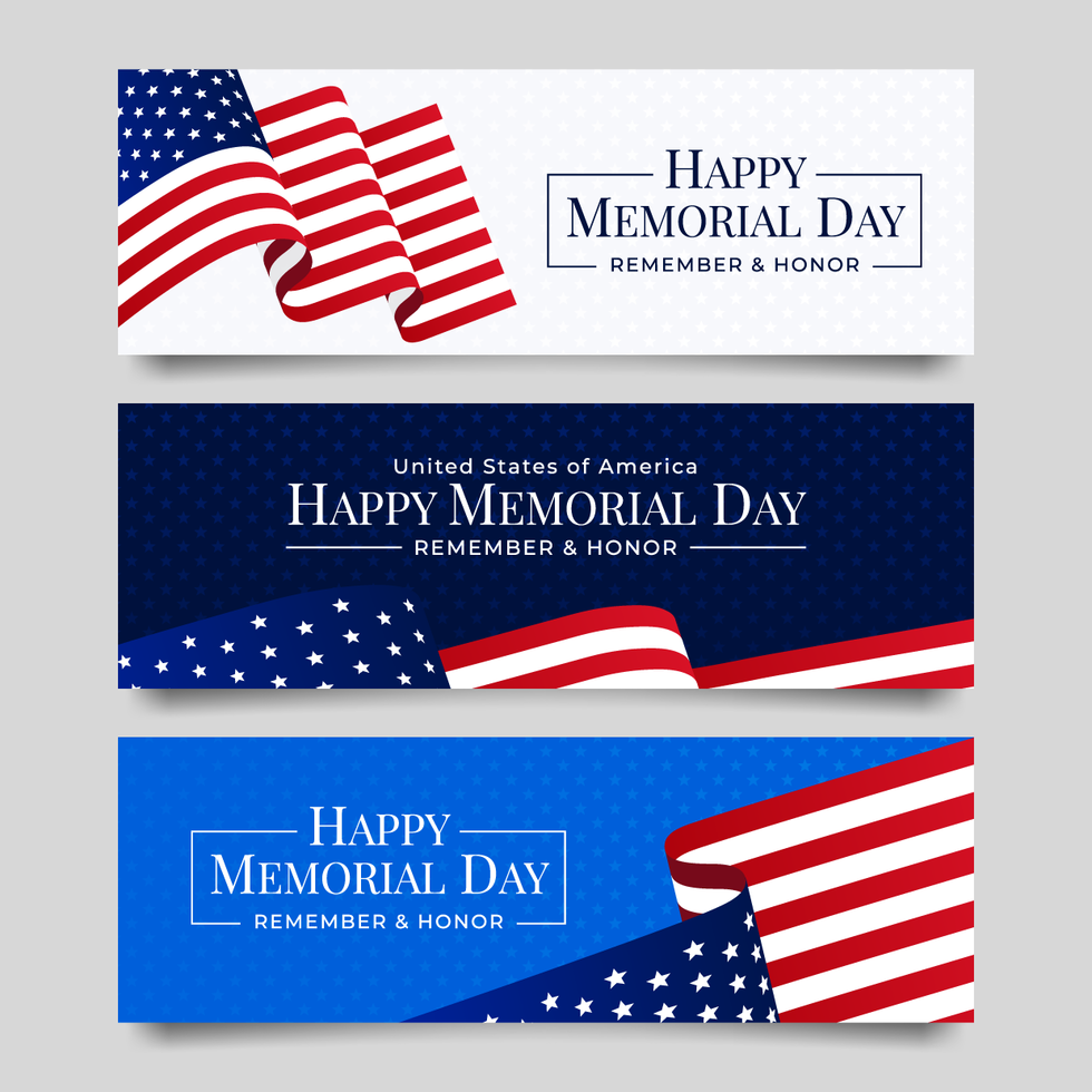 Memorial Day Banner Collection with USA Flag vector