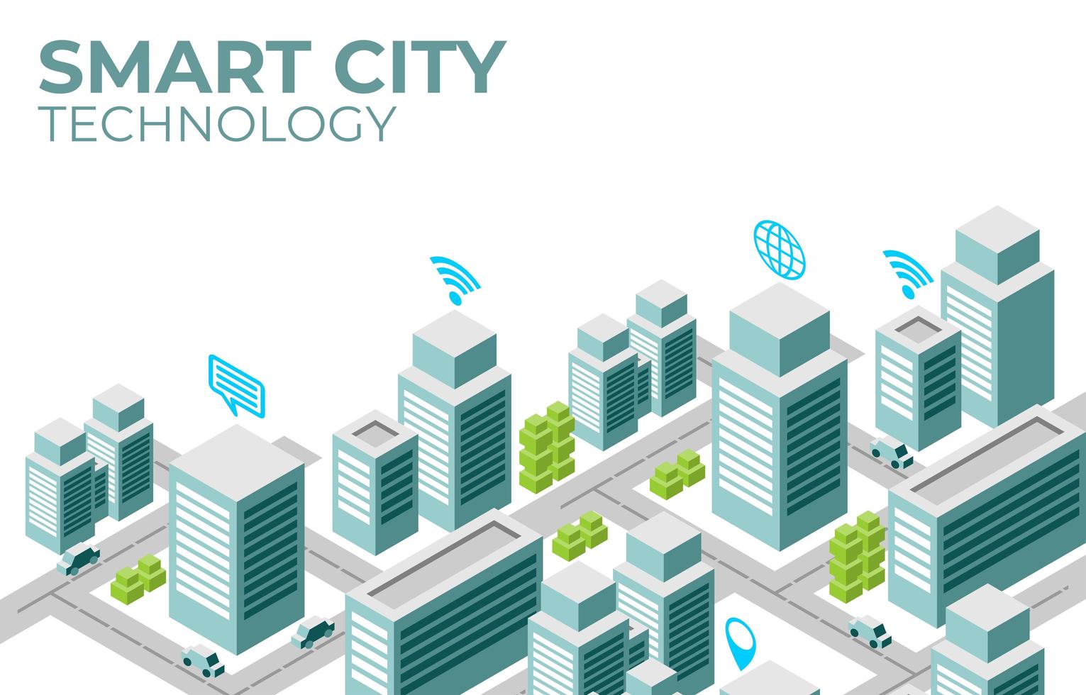 Isometric Design of Smart City Illustration vector