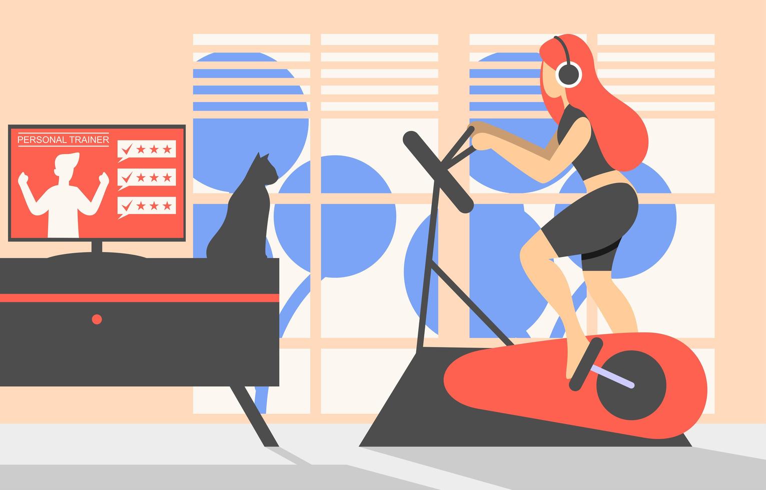 ilustración plana de gimnasio en casa vector