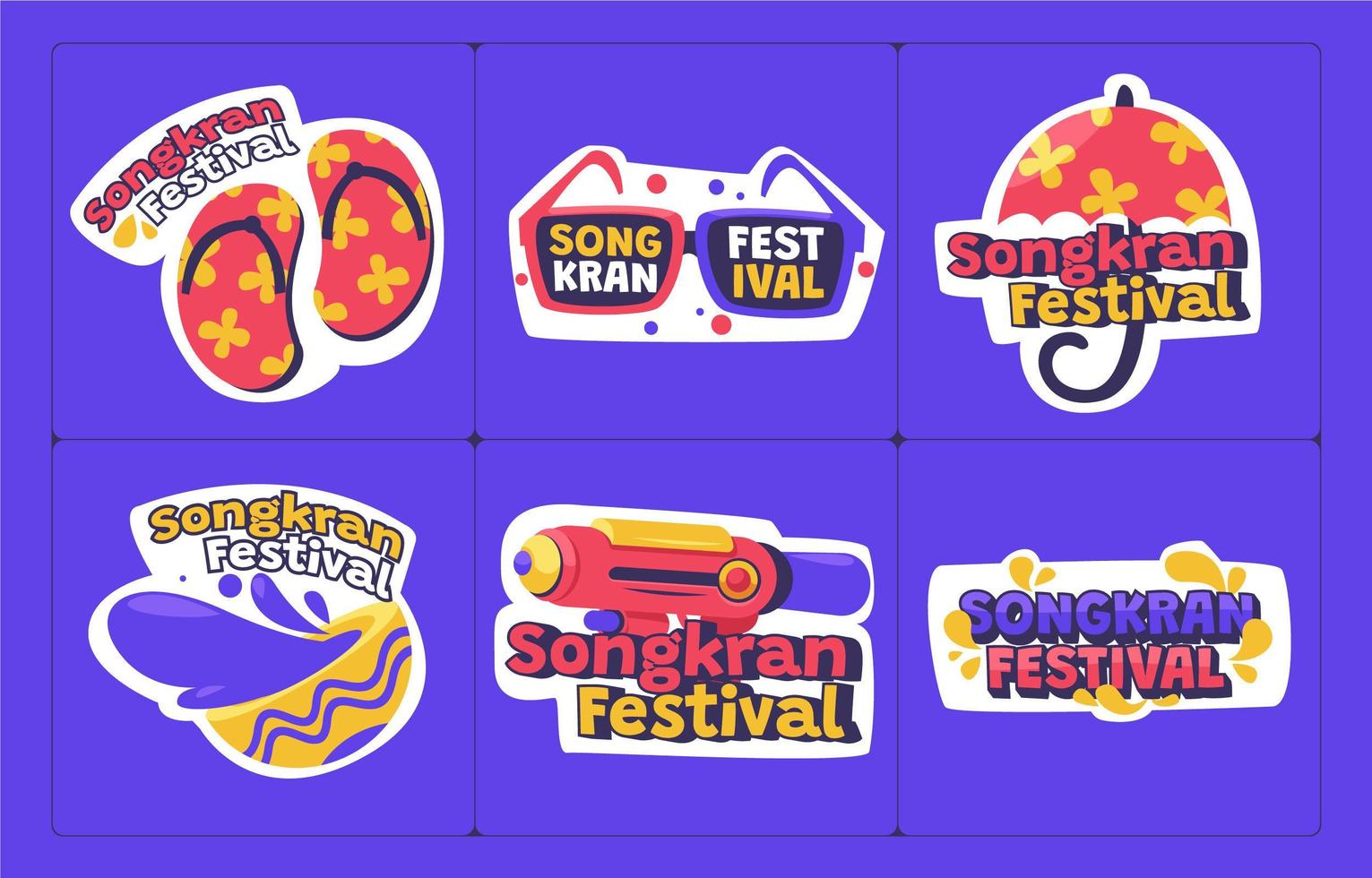 Bright And Fun Songkran Festivity Sticker Collection vector