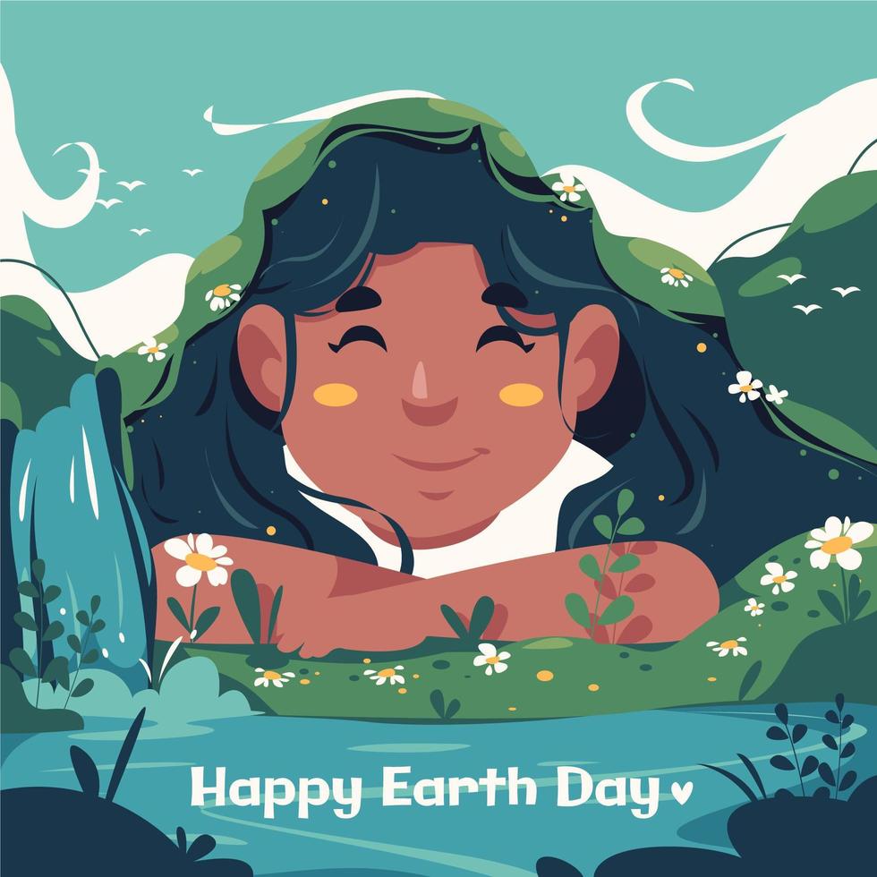 Earth's Day Awareness Illustration With Kid Smiling vector