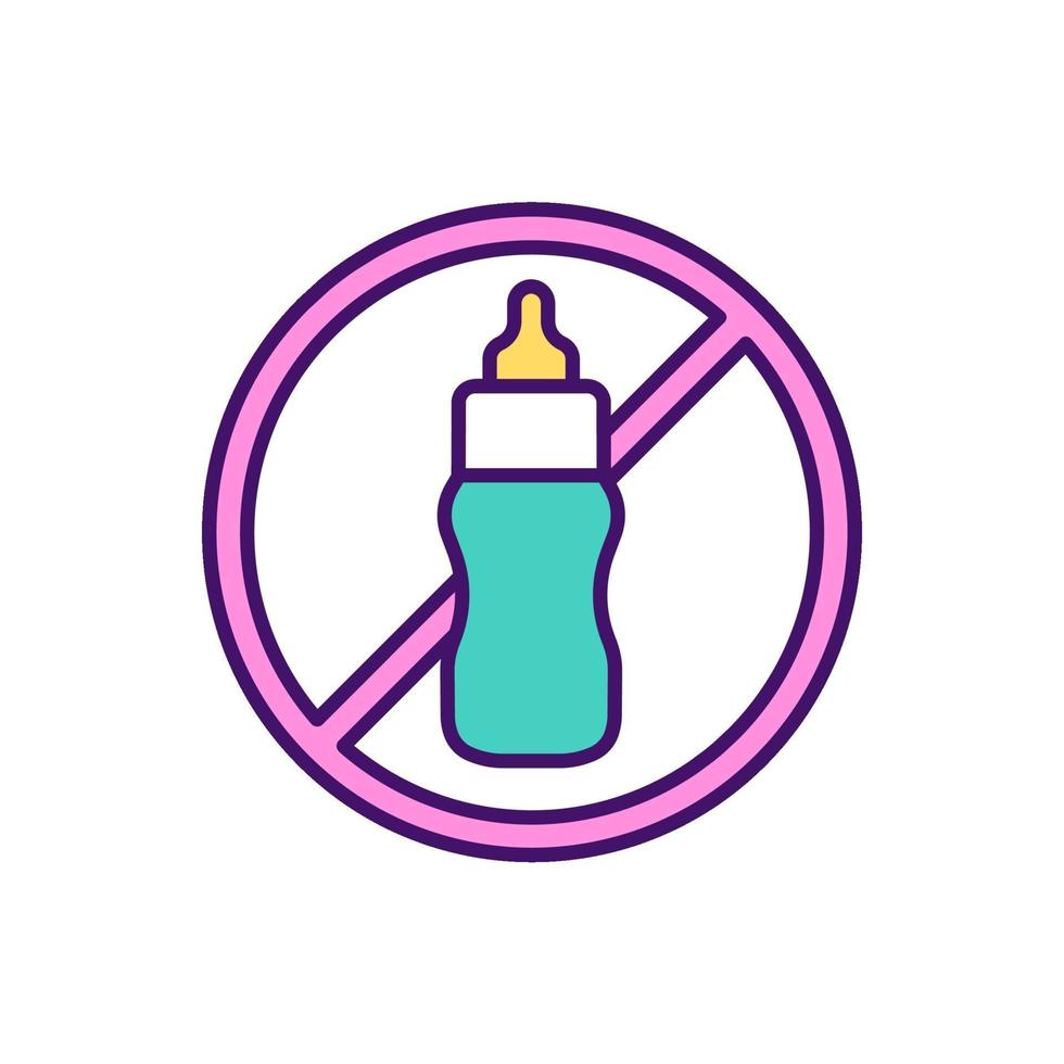 Weaning from bottle process RGB color icon vector