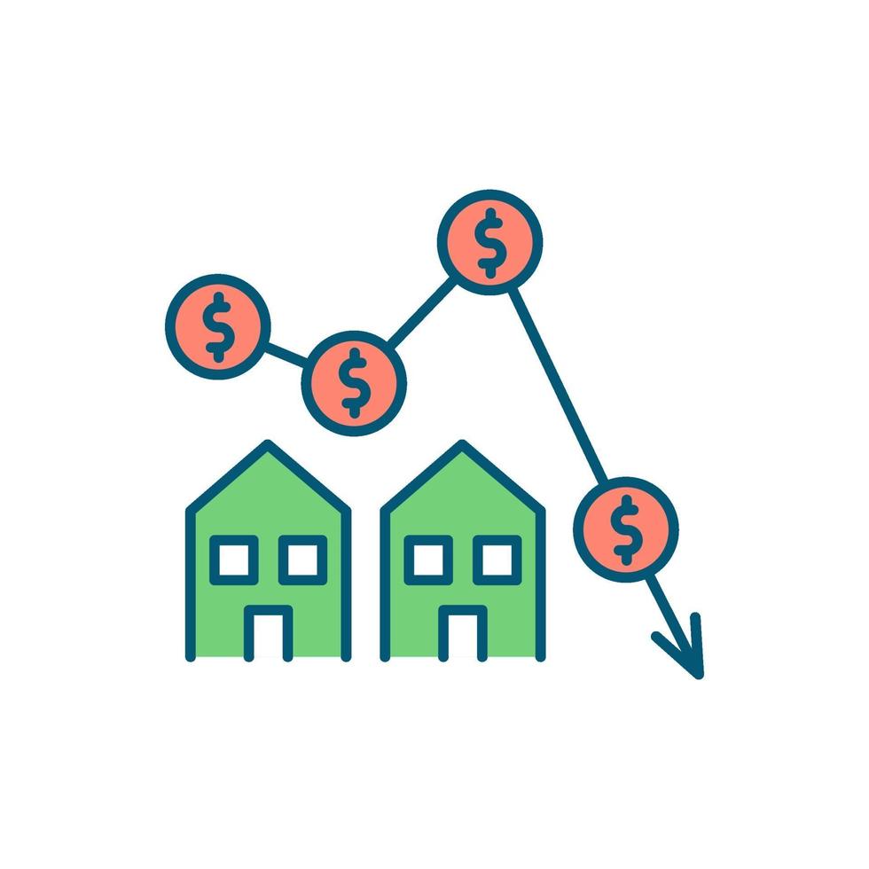 Municipal bankruptcy RGB color icon vector