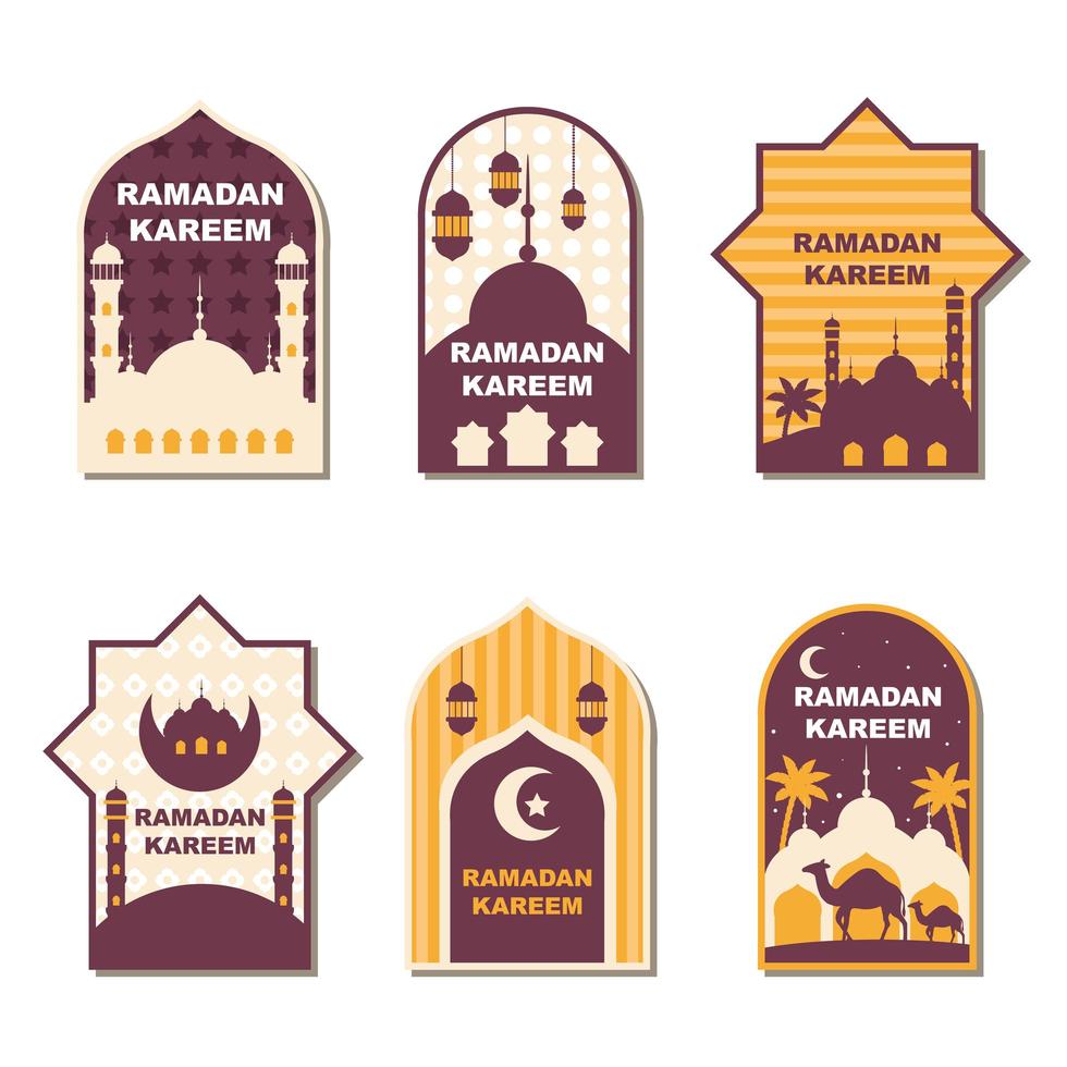 Ramadan Kareem Label Set vector