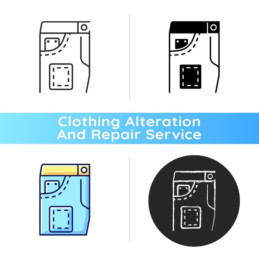 Denim repair black linear icon vector