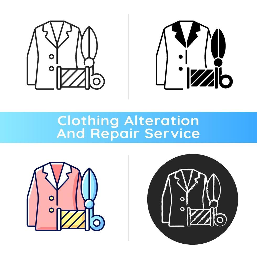 Custom suits and shirts black linear icon vector