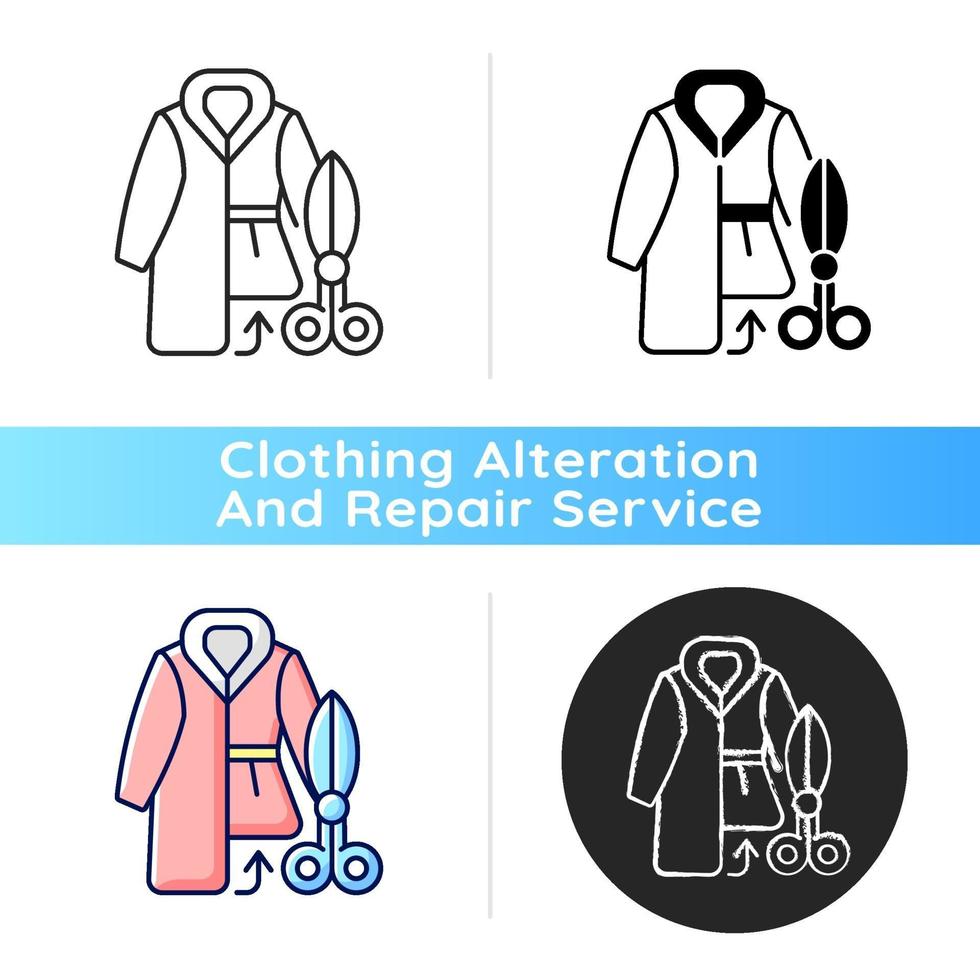 Fur repair and alterations black linear icon vector