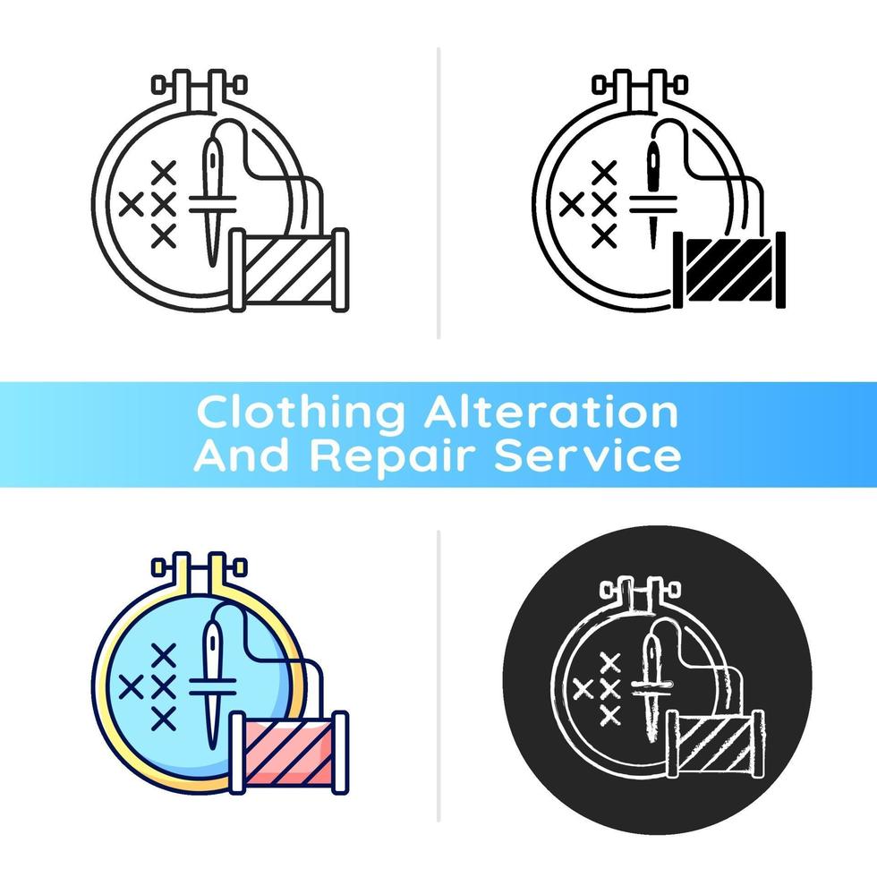 Embroidery black linear icon vector