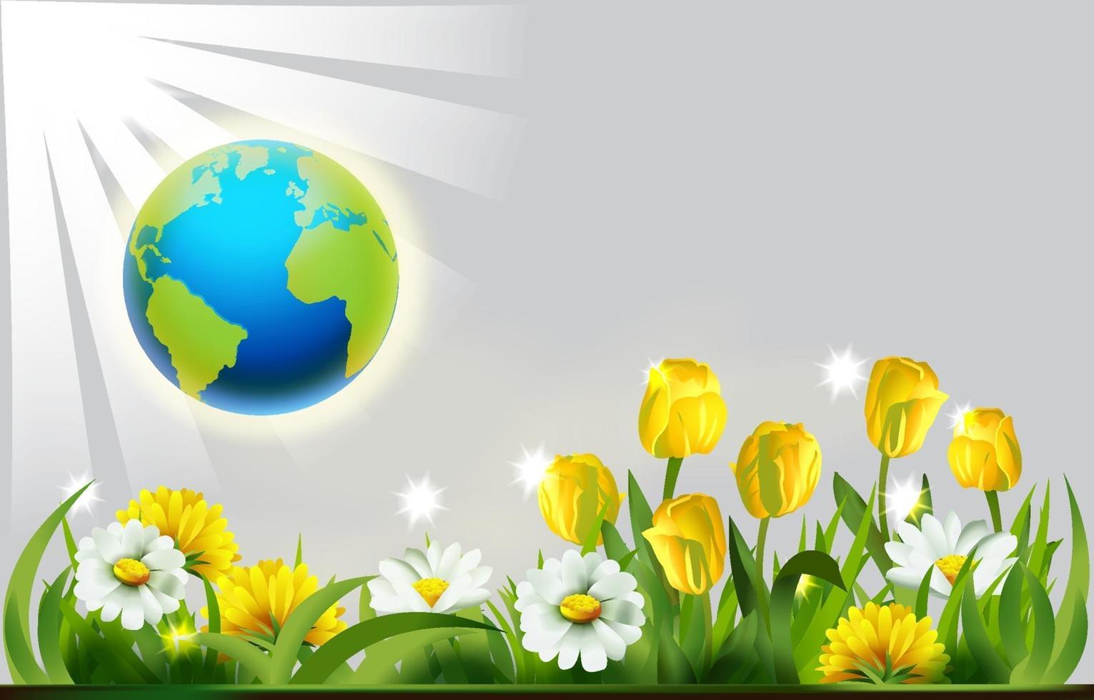 Earth Day Background with Flowers vector