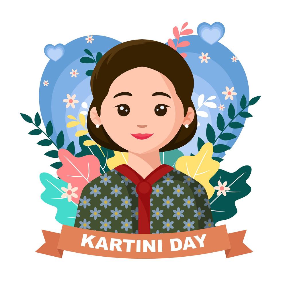 Kartini Day with Flowers Background vector