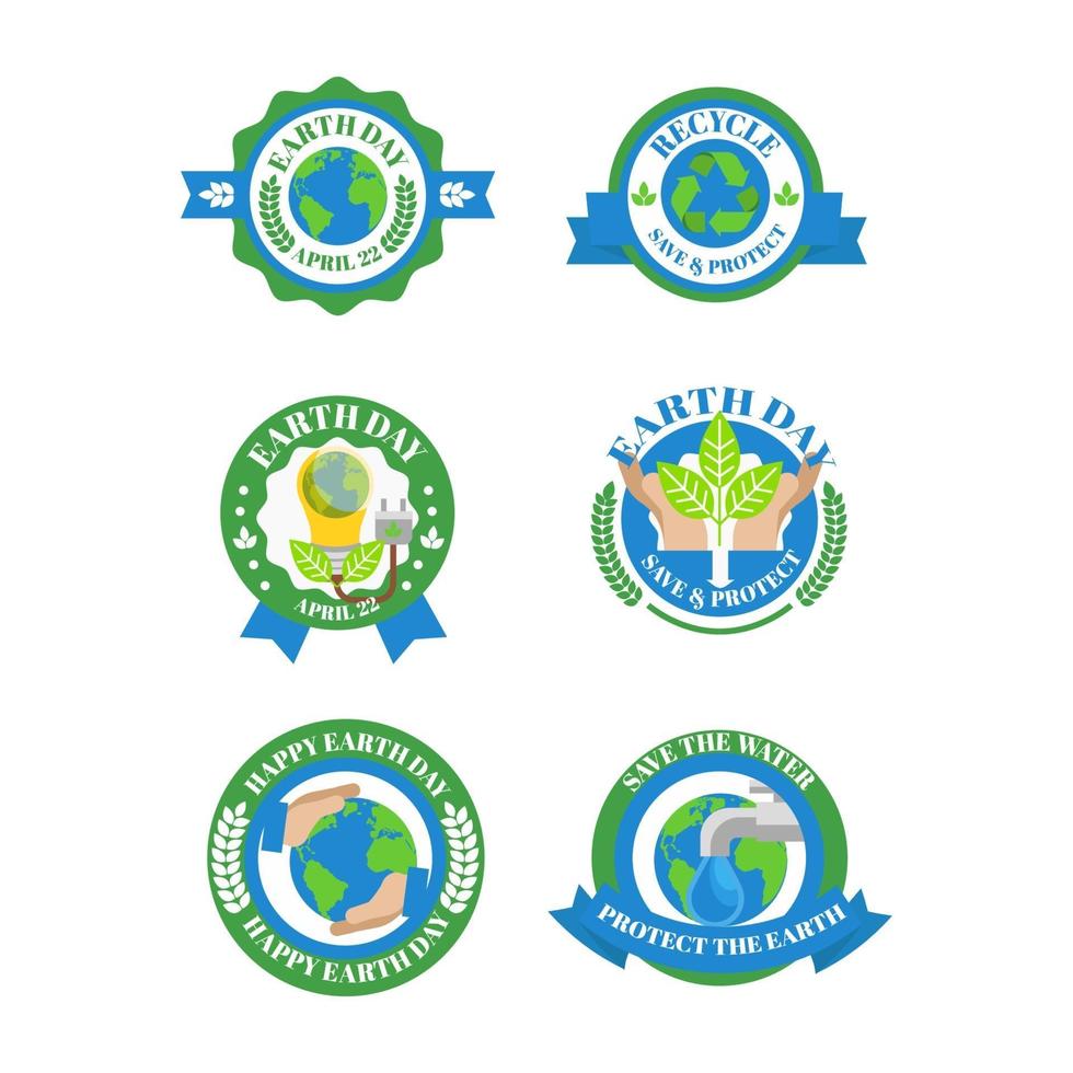 Set of Earth Day Labels vector