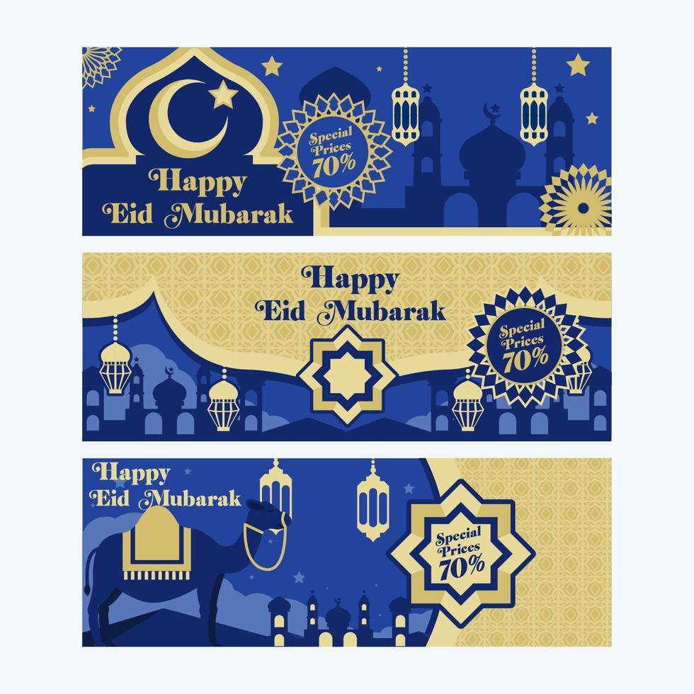 Happy Eid Mubarak Set of Banners vector