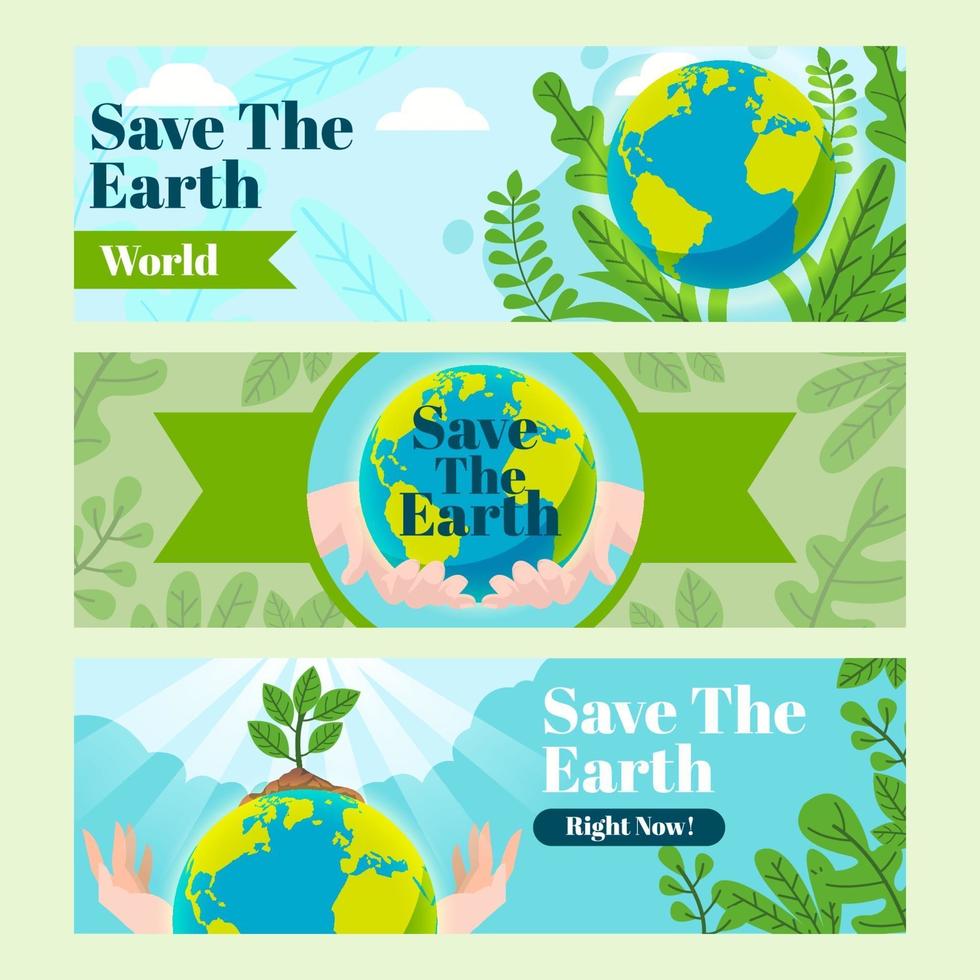 Save the Earth set of Banners vector