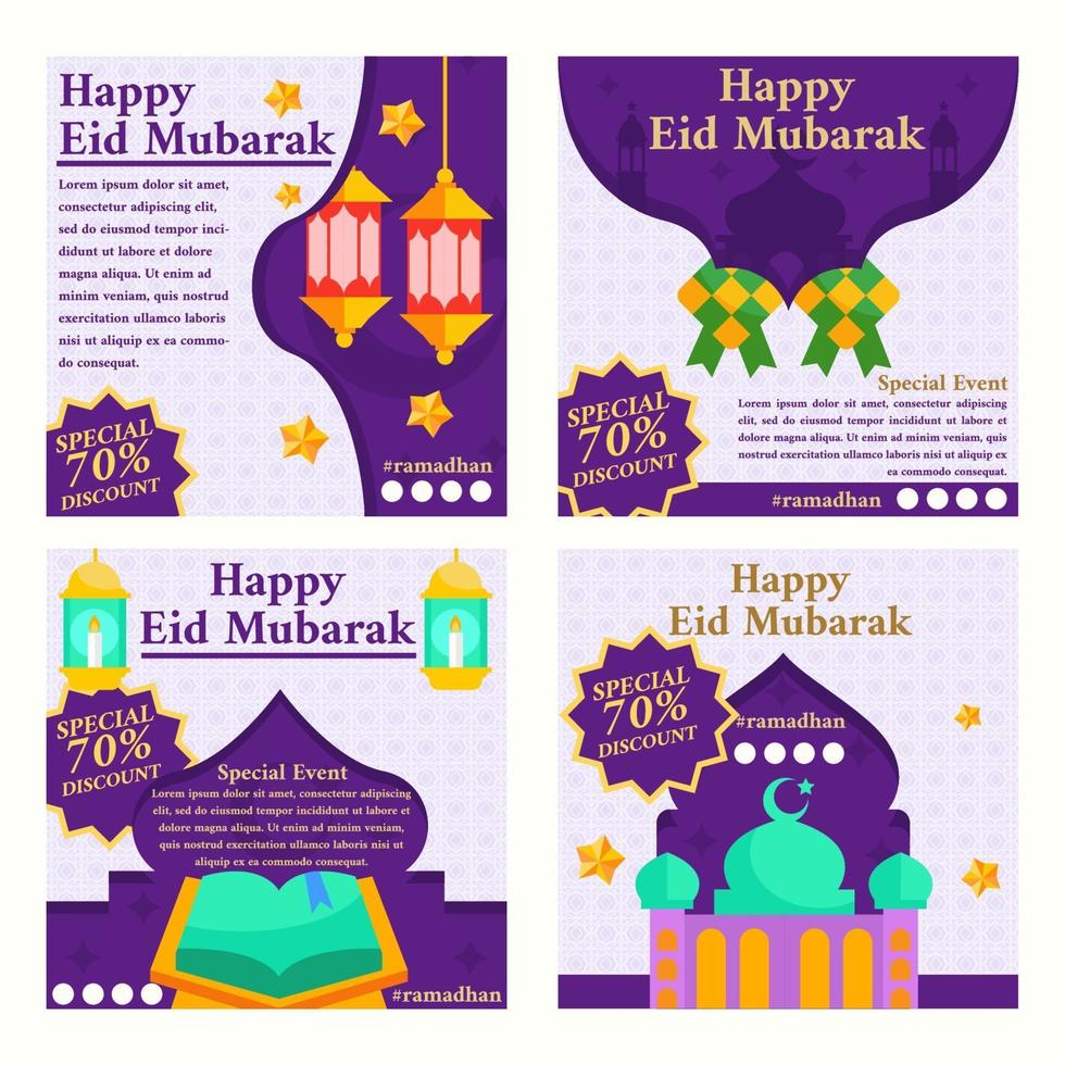 Happy Eid Mubarak Marketing Social Media Template vector