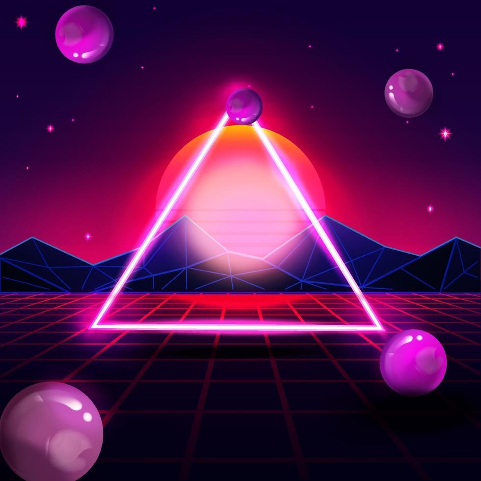 fondo de neón futurista retro vector