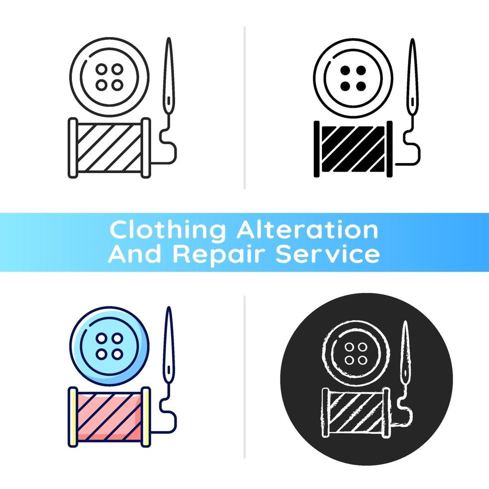 Button repair and replacement black linear icon vector