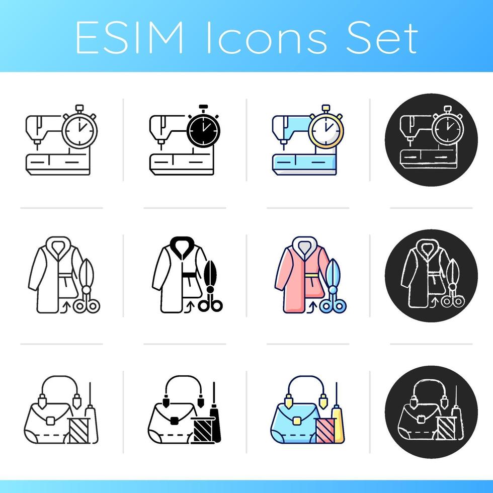 Clothing alteration service icons set vector