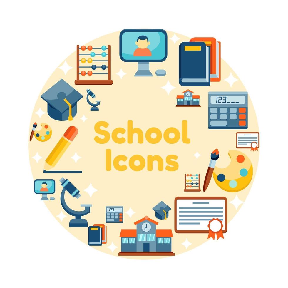 conjunto de iconos de la escuela vector