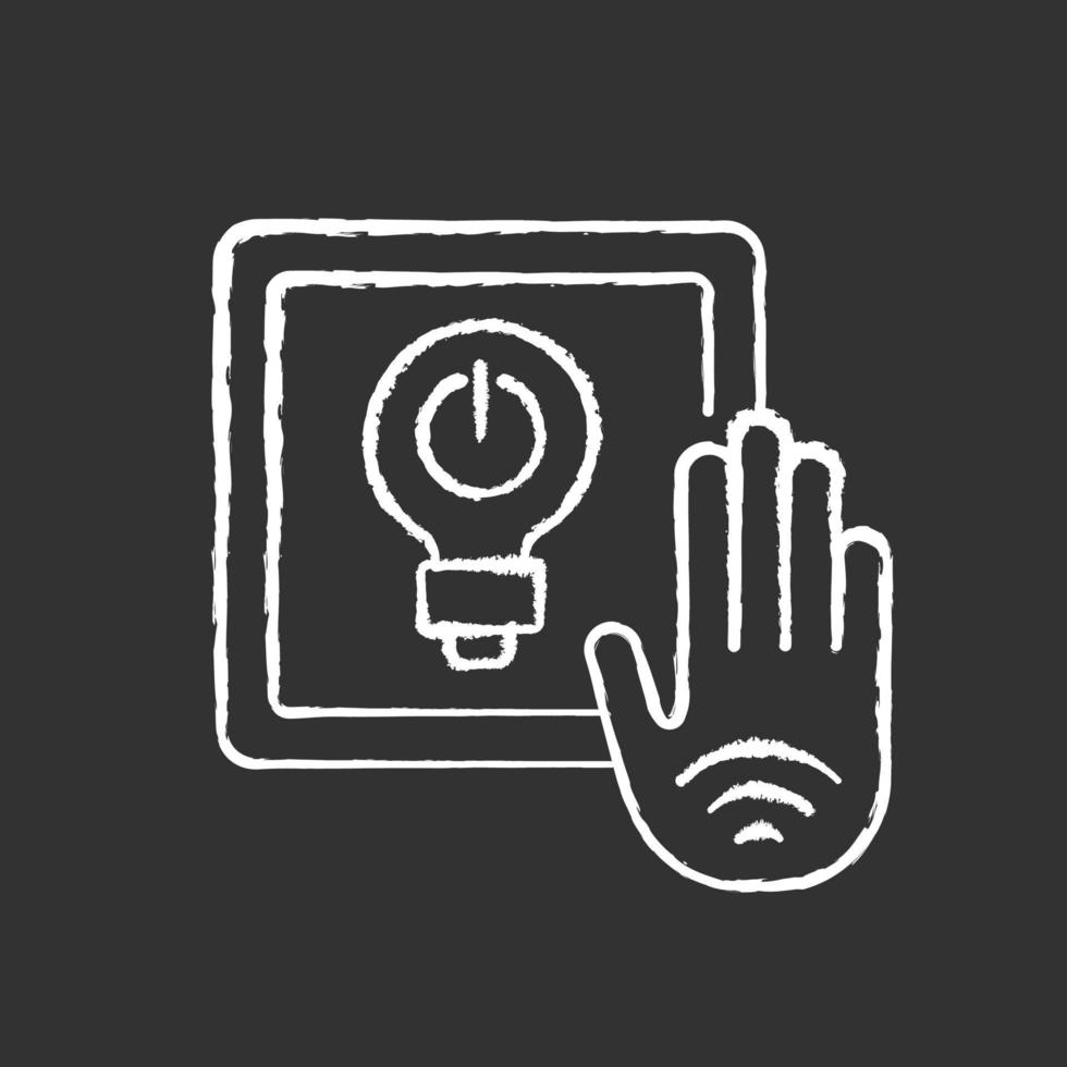 Interruptor de luz sin toque icono de tiza blanca sobre fondo negro vector
