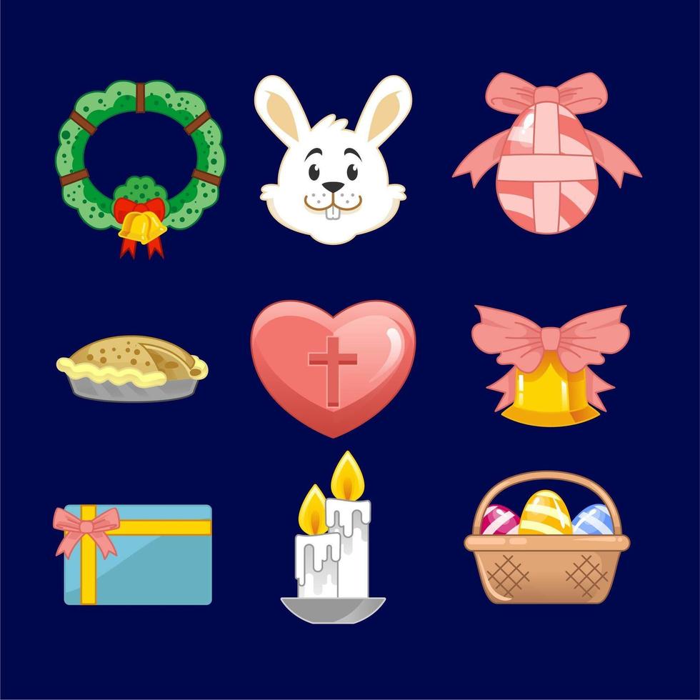 conjunto de iconos de conejito de pascua vector