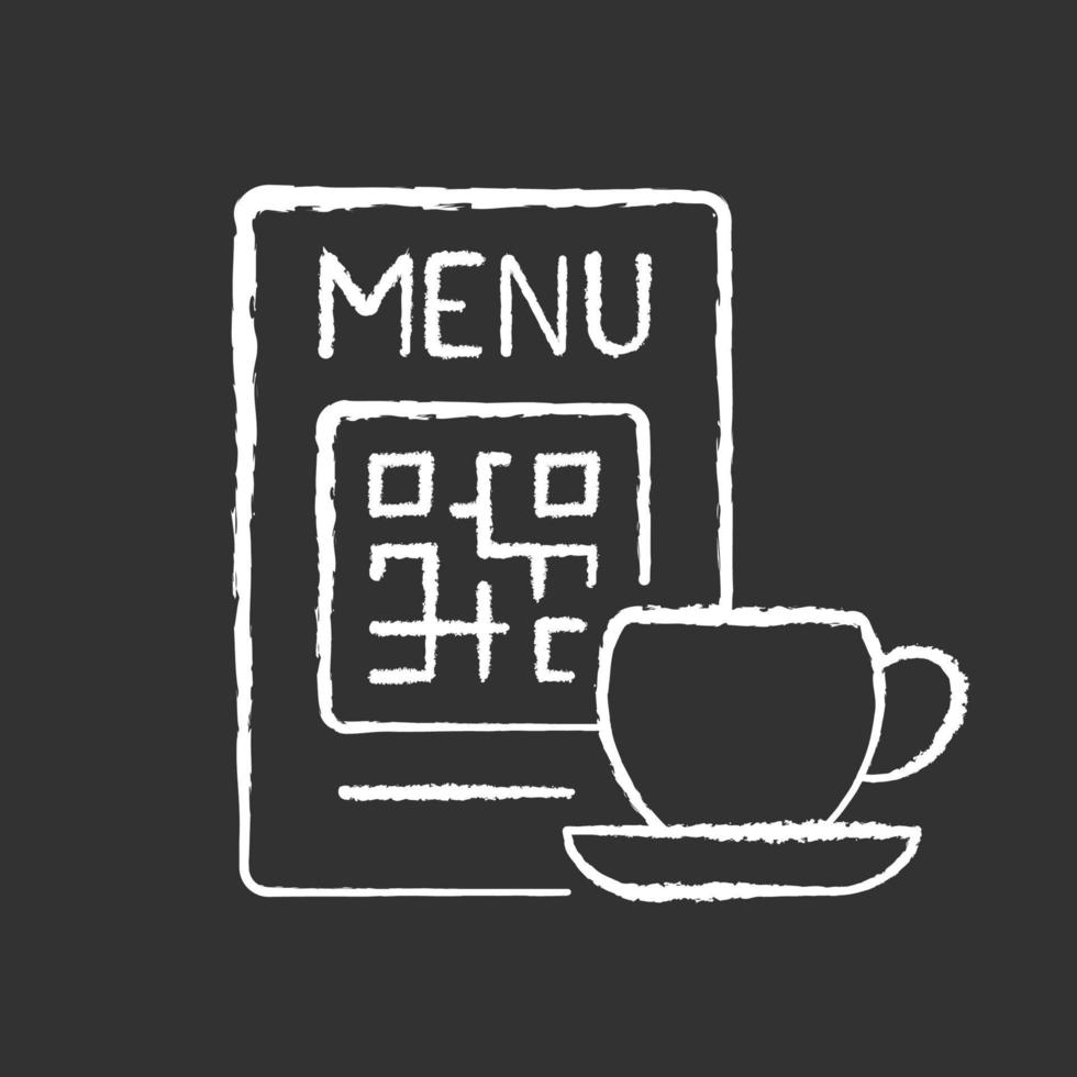 Menú qr tiza icono blanco sobre fondo negro vector