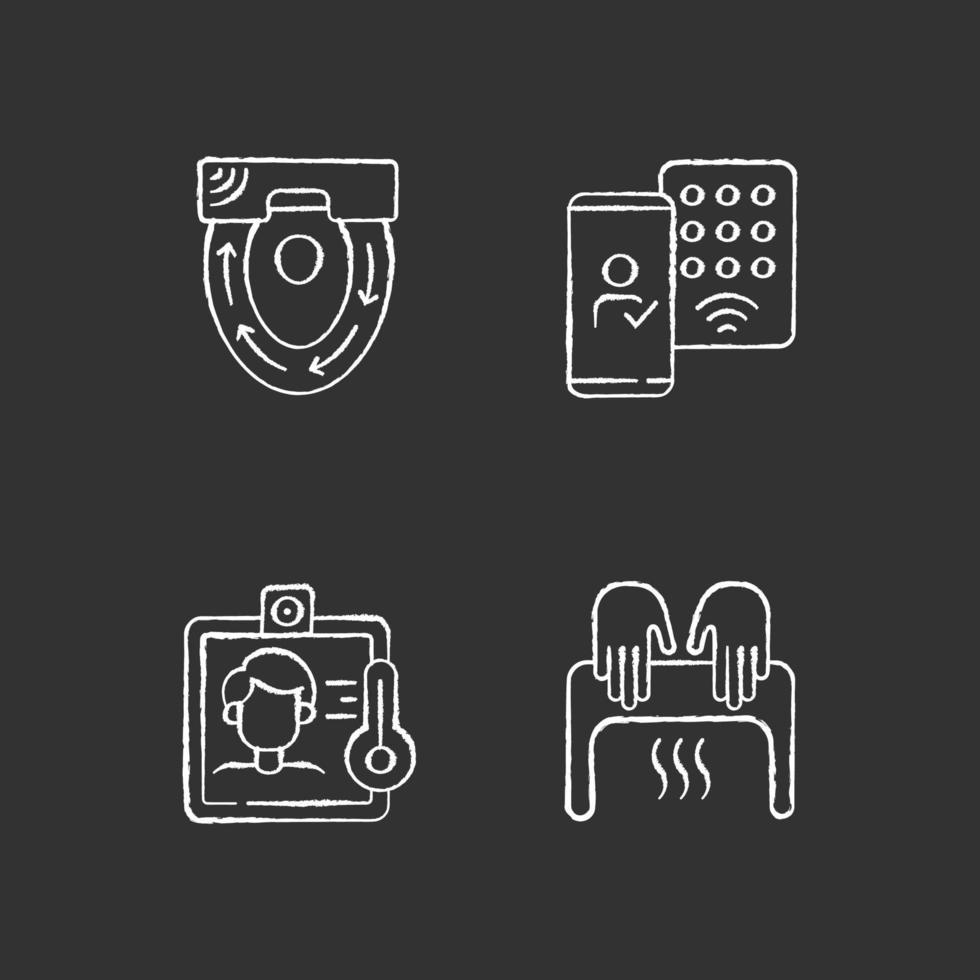 Contactless technology chalk white icons set on black background vector