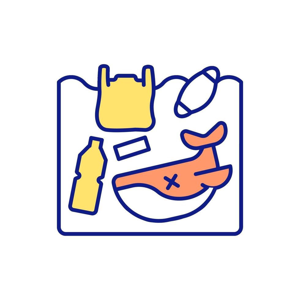 Ocean pollution with plastic RGB color icon vector