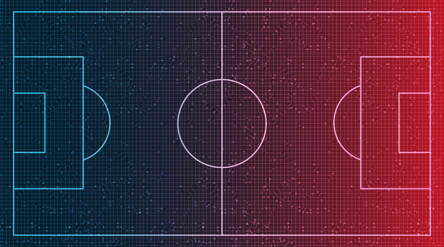 Red And Blue Football Field On Digital Technology Background vector