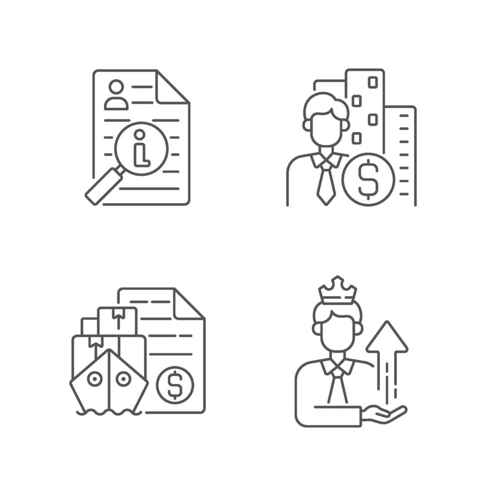 Brokerage linear icons set vector