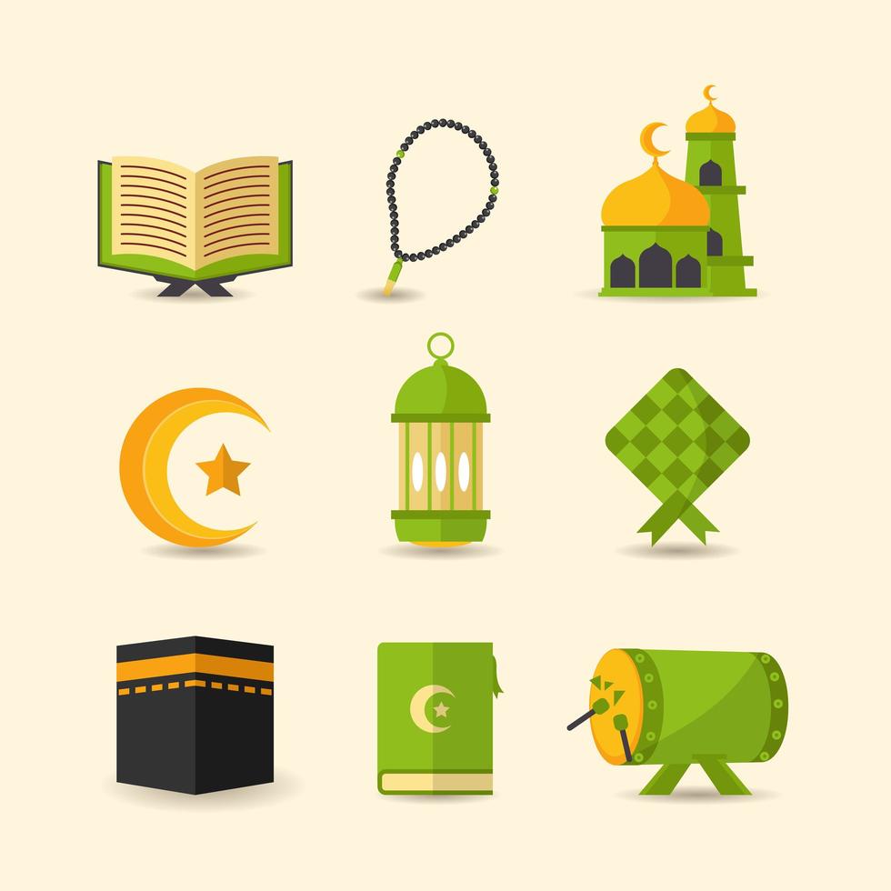 Eid Mubarak Icon Set vector