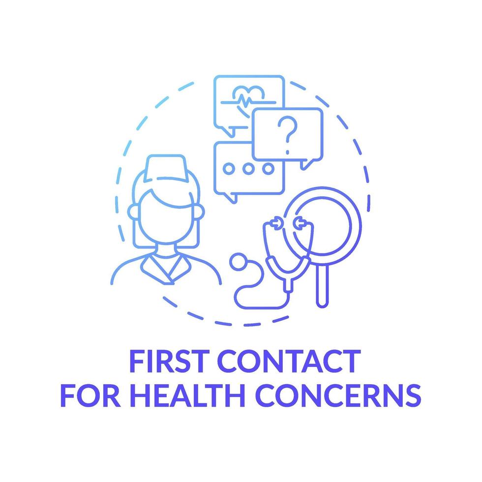 First contact for health blue gradient concerns concept icon vector