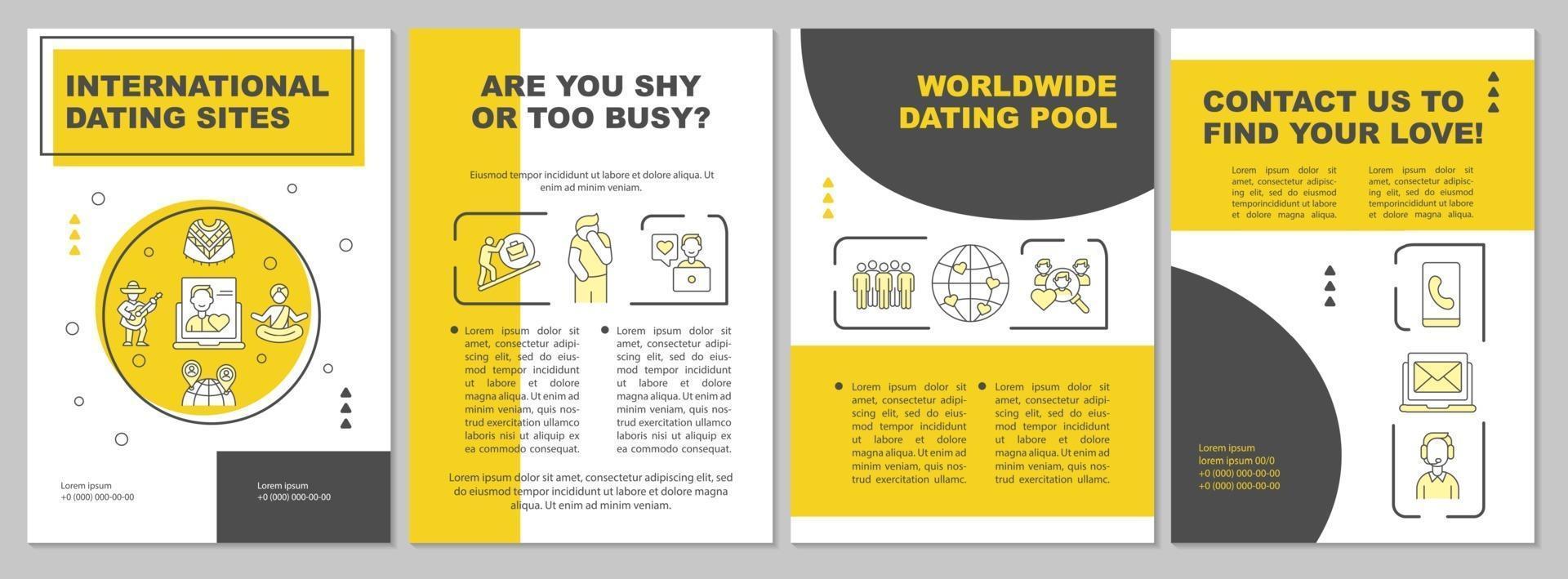 International dating sites brochure template vector
