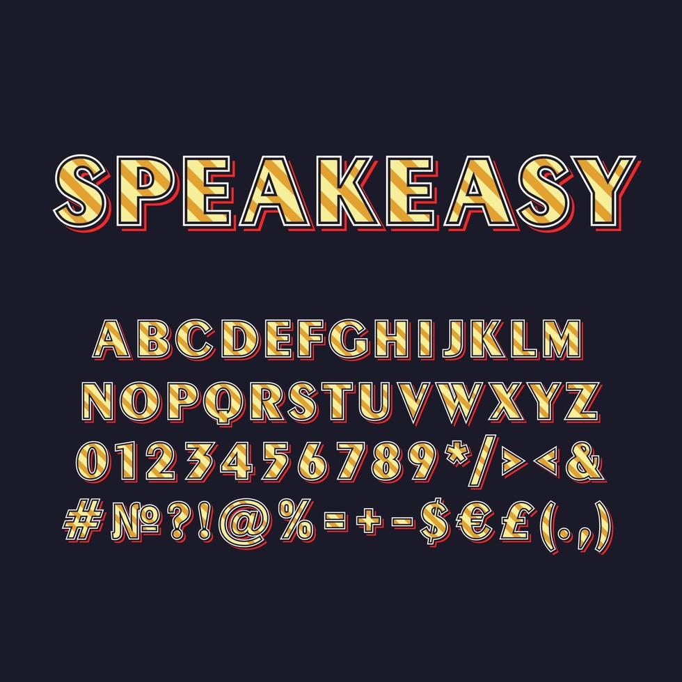 speakeasy vintage 3d vector alfabeto conjunto