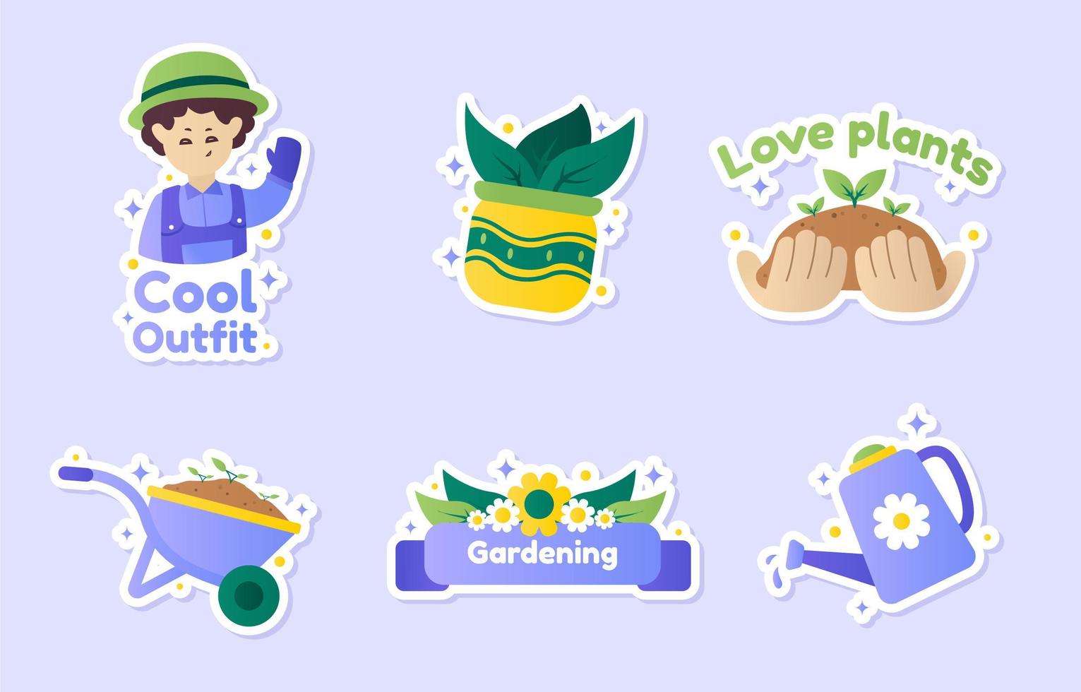 Gardening Sticker Set vector