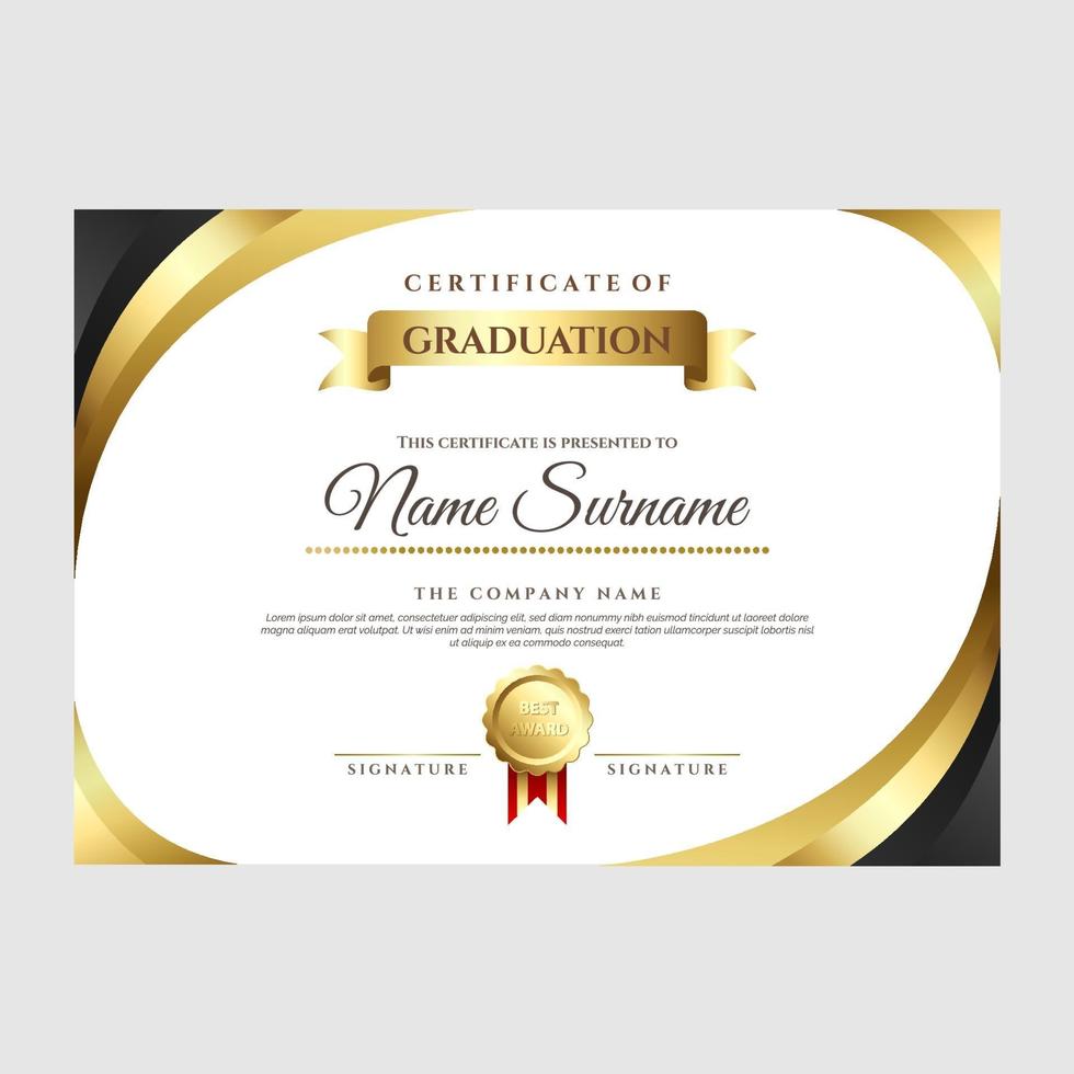 Luxury Graduation Certificate Template vector