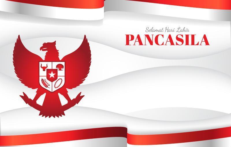 pancasila con bandera indonesia y mítico pájaro garuda vector