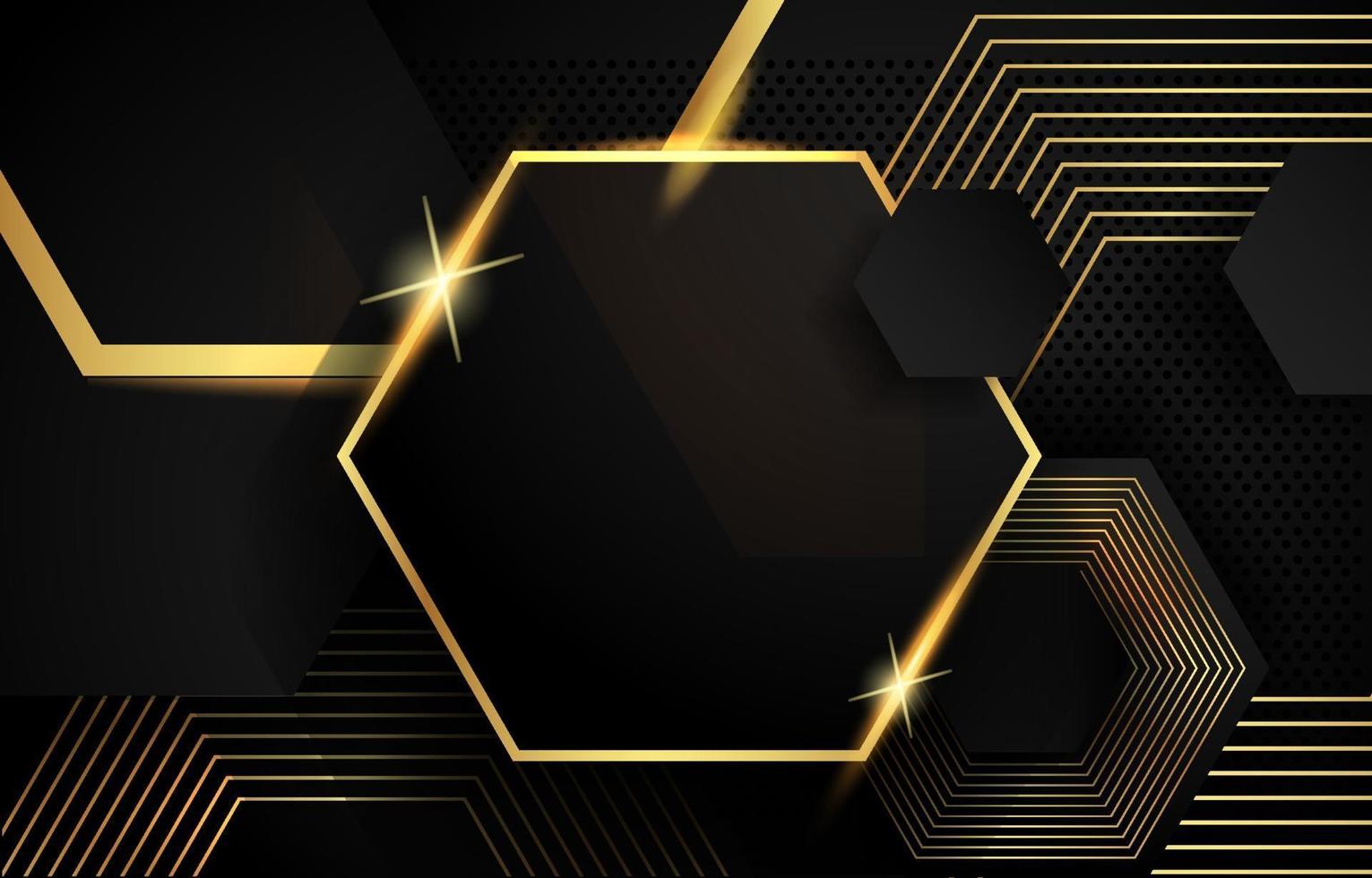 Black and Gold Hexagonal Background vector