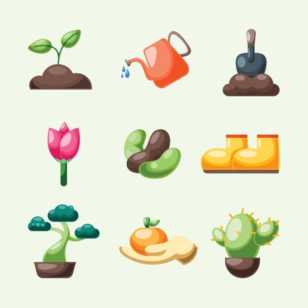 colección de iconos de jardinería vector