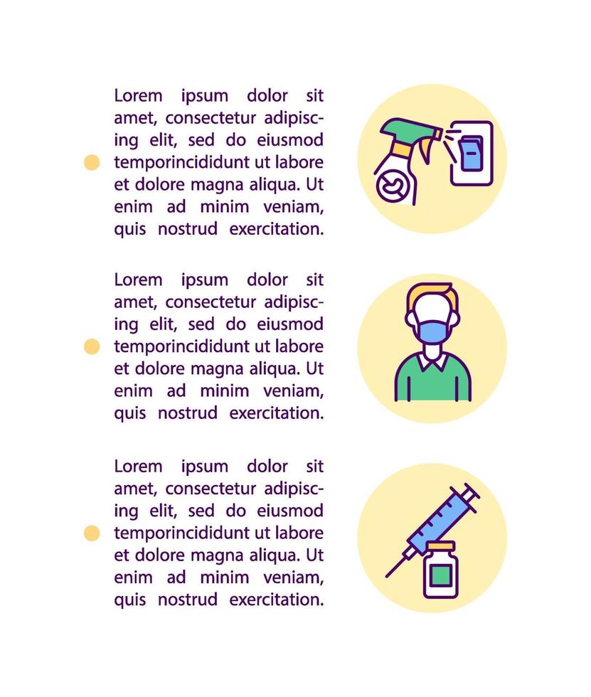 Infection spread prevention concept line icons with text vector