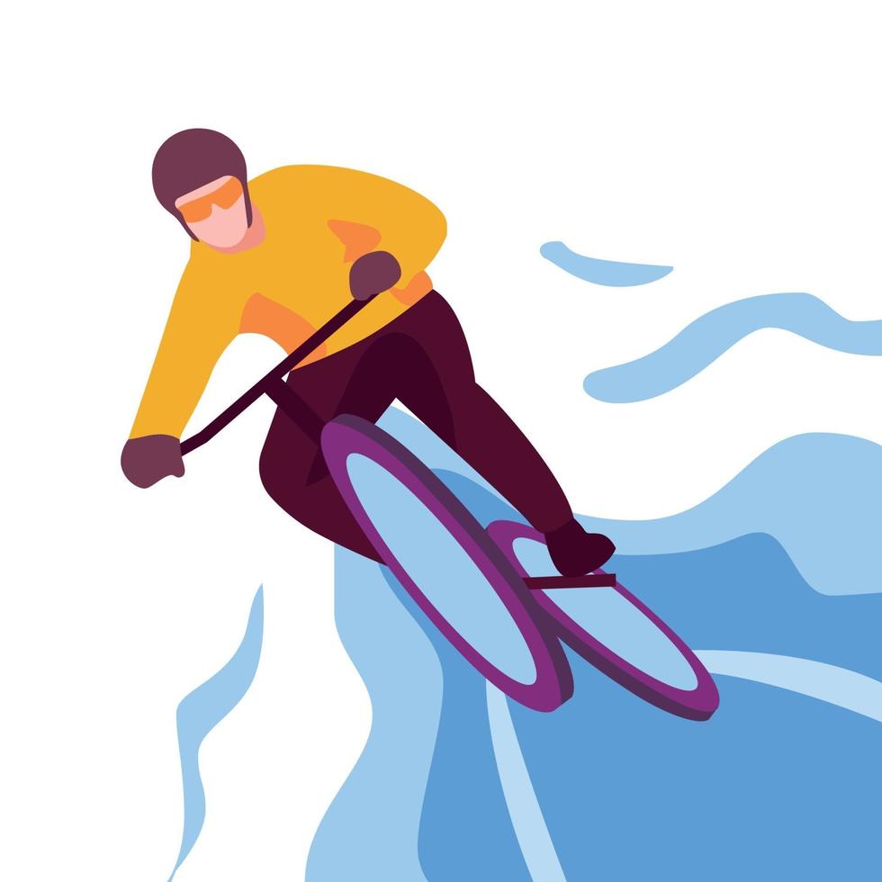 Flat Style Cycling Man Poster Illustration vector
